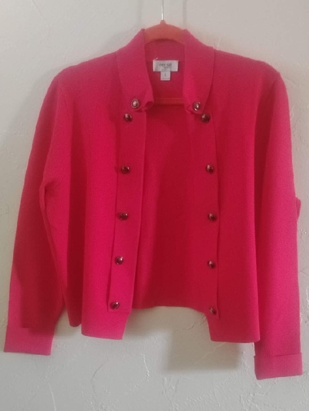 Per Se Hot Pink Carlisle Knit Jacket Blazer Sz L New
